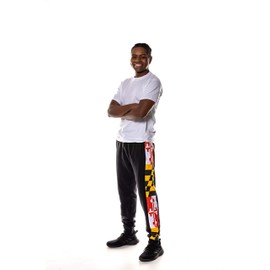 Twin Vision Activewear Maryland Flag Men's Fleece Jogger Pant (Black)