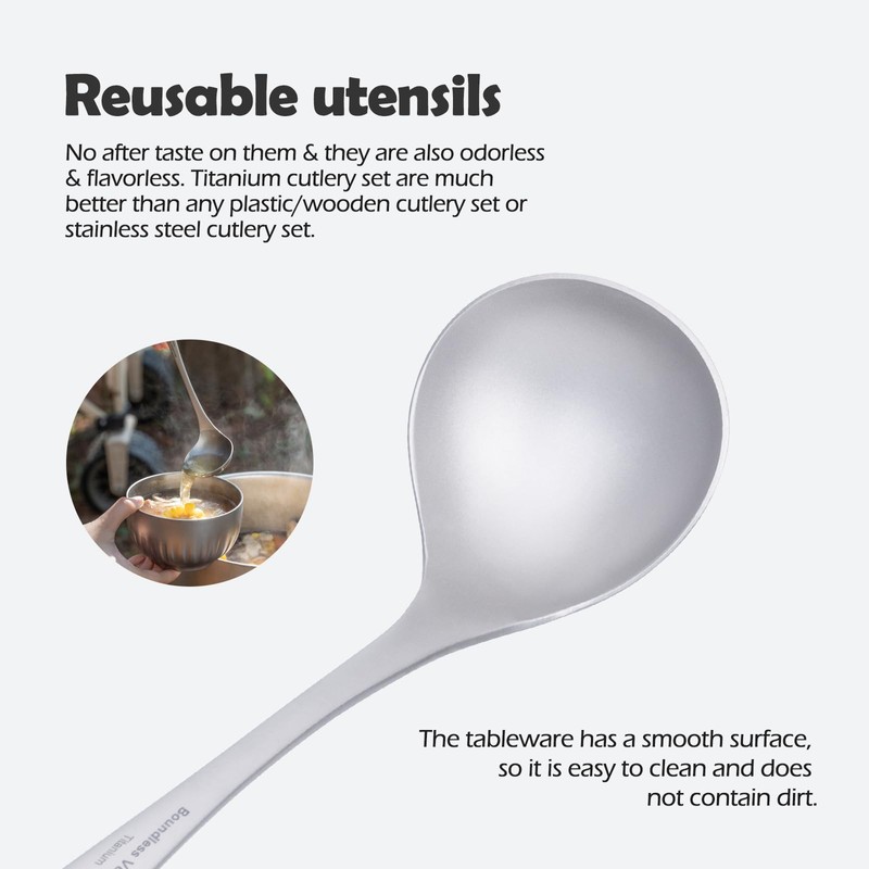 Boundless Voyage Titanium Ladle Durable Long Handle Soup Ladle Serving