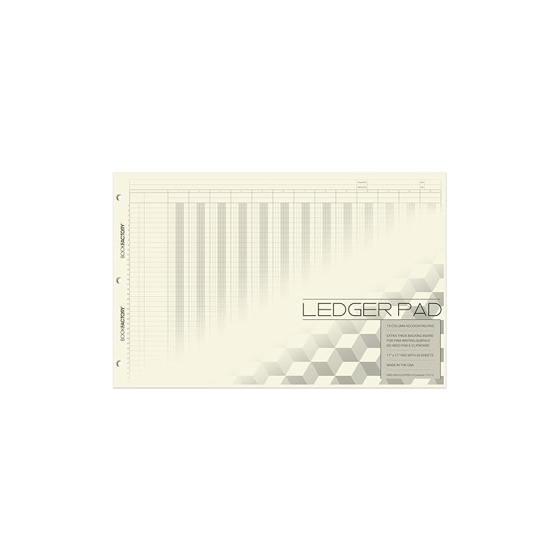 BookFactory Ledger Pad/Large 13 Column Accounting Ledger Columnar (Thirteen Columns)