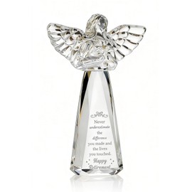 CNCRMEM Retirement Gift for Woman Engraved Crystal Angel