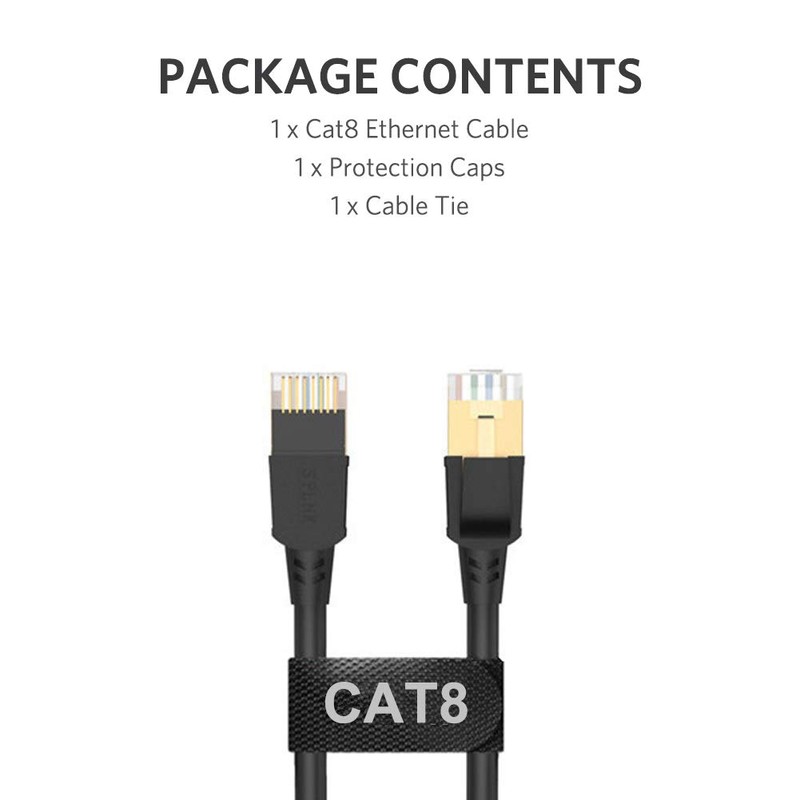SPLNK - Cable de Red Ethernet Cat8, 40 Gbps, 2000