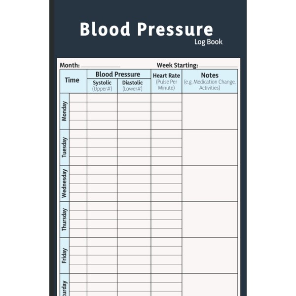  Blood Pressure Log Book: Simple Daily Blood Pressure Log