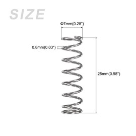 METALLIXITY Compression Springs (0.8x7mm OD,25mm Free Length) 10Pcs, 304 Stainless Steel Extension Spring - for Shop Home Repairs, DIY Projects, Silver Tone