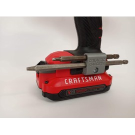 Side Mount MAGNETIC Bit Holder for Dewalt 20V or Craftsman V20 Drill or Driver - 2 Slot Pass Thru (Grey) - Galactic Gadgets