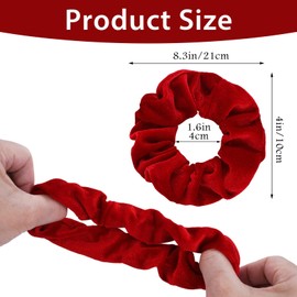 Ptwola 4 Pcs Velvet Hair Scrunchies Elastic Large Scrunchy Ponytail Holder Curly Ropes Ties Thick Soft Hair Band for Girls Women Wristband Hair Accessories Valentine's Day