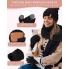 Womens Winter Beanie Hat Scarf Gloves Set, Cute Pom Pom