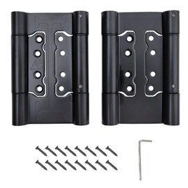 2X 5 Stainless Steel Non-Mortise Self Closing Double Action Spring Hinges Cafe Saloon Door Swing Hinge Black (2)