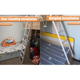 RV Bunk Bed Ladder One-Piece Steel, 50"/55"/60"/66"/72'' Bunk Bed Ladder with Flexible and Adjustable Hooks, Safe and Non-Slip Bunk Ladders for RV Home Dormitory, Load-Bearing 330 Pounds