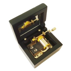 18 Note Hand Crank Wooden Musical Box With Gold-plating Movement in,Black Music Gift Box,My Heart will Go On Music Box
