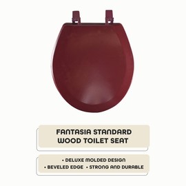 Standard Wood Toilet Seat, Burgundy - 17 Inch - Fits All Standard Size Fixtures - Easy to Install Fantasia by Achim Home Decor