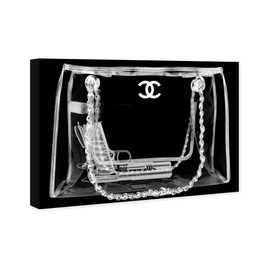 The Oliver Gal Artist Co. Fashion and Glam Wall Art Canvas Prints 'Coveted Spy Bag Noir' Home Décor, 36" x 24", Black, White