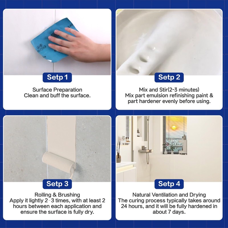 Mollor Tub and Tile Refinishing Kit with Tools, 35oz White