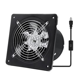 FanGoFast 6 inch Exhaust Fan Metal Ventilation Fan with Switch Window and Wall mounted Extractor Bathroom Fan with check valve for Kitchen, Workshop, Basement (Black, 6 inch)
