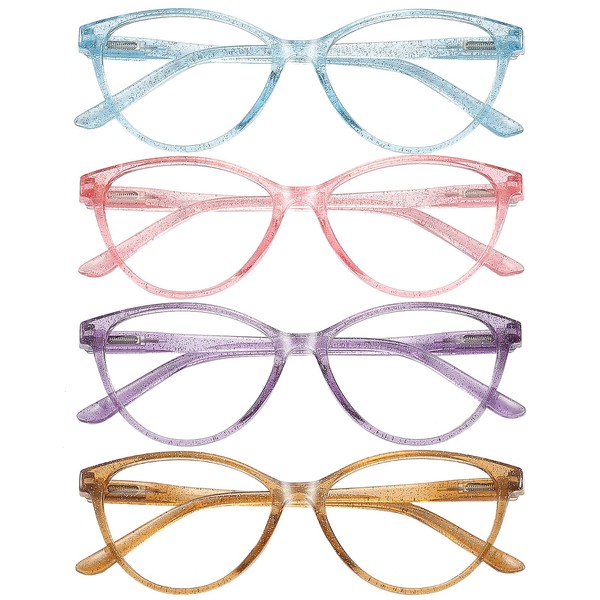 Przene 4 Pack Blue Light Blocking Reading Glasses,Cat Eye Reading