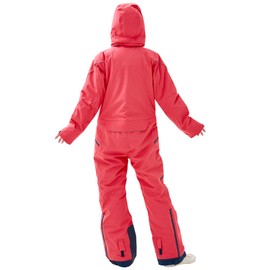 XUQNAGG Women's One Piece Ski Suits Windproof Jumpsuit Waterproof Warm Breathable Detachable Hood Snowsuit For Snow Sports(Pink,S)