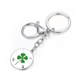 Vierblättriges Kleeblatt Schlüsselanhänger | Irish St. Patrick's Day Lucky Green Four Leaf Clover Shamrock Schlüsselanhänger | Grüner vierblättriger Kleeblatt | Schlüsselanhänger zum St. Patrick's Day