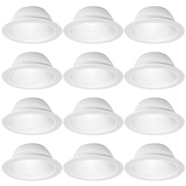 12 Pack - 6" Inch White Baffle Recessed Can Light Trim