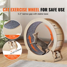 Happybuy Cat Exercise Wheel, Large for Indoor Cats, 29.5 inch Cat Running Wheel with Detachable Carpet and Cat Teaser for Running/Walking/Training, Suitable for Most Cats