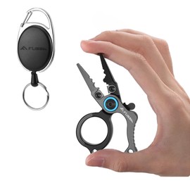 FLISSA Mini Multifunction Fishing Pliers Multi Fishing Pliers with Hook Remover Safety Lock Tungsten Steel Cutting Edge Aluminum Alloy Handle for Fishing