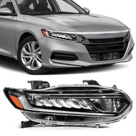 SCITOO Right Side Headlight Assembly Fits 2018-2021 for Honda Accord Headlights Chrome Housing & Clear Lens, 33150-TVA-A01 (Bulbs Not Included)