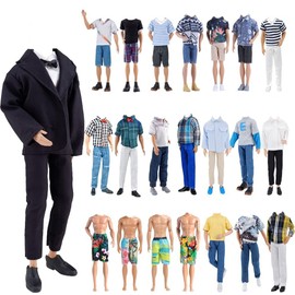 IMAGINE 10 Piece Fantastic Pack = 5 Sets Fashion Casual Wear Outfit for Boys Doll Random Style (Casual Wear + Black Suit + Swimwear)