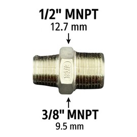1/2" MNPT x 3/8" MNPT Stainless Steel Pipe Reducer – 4-Pack Male to Male NPT Adapter Fittings for Plumbing, HVAC, Air Compressor, Water & Gas Lines