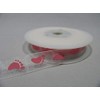 2 metres x 15mm Organza Ribbon White with Pink Baby