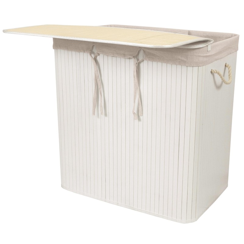 Red Lantern Sentaku Bamboo Laundry Hamper - White
