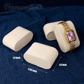 Framendino, 12 Pack Beige Velvet Bracelet Pillows Watch Display Bangle Jewelry Pillow Cushion Pad for Small Business Sales Home