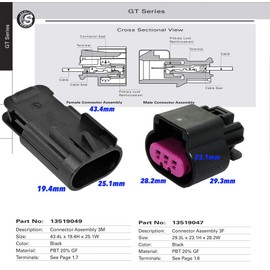 Aptiv 3-Pin GT 150 Series Sealed Connector Set with 18 20 GA,up to 15 Amps
