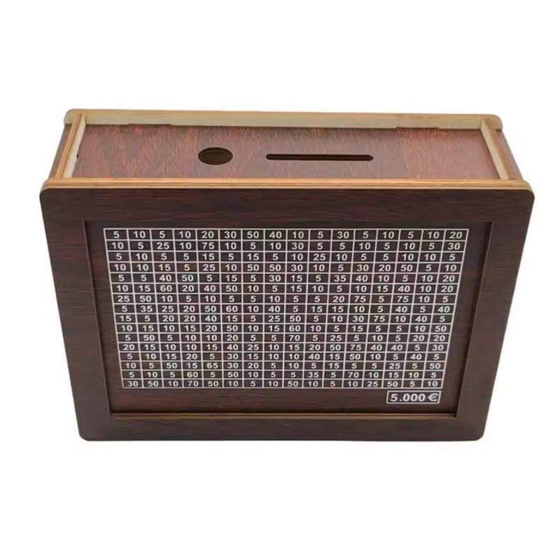 Wooden Savings Challenge Money Box – Reusable Cash Storage Piggy
