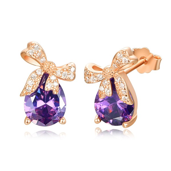 TANGPOET Bow Earrings for Women 925 Sterling Silver Rose Gold