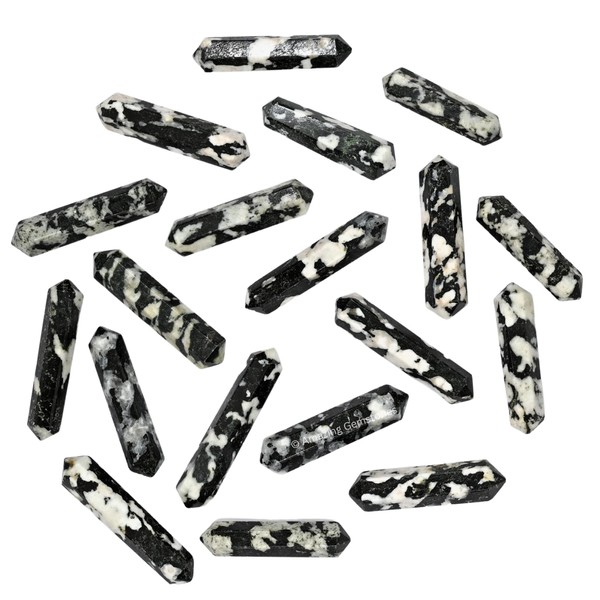 Black and White Tourmaline Crystal Points Bulk Healing Crystals and Stones - Pack of 3 Double Terminated Healing Wand Point Bulk Crystals for Crafts, Crystal Grid, DIY Work - Crystals for Beginners