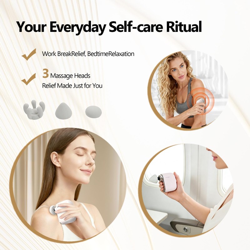 Mini Massage Gun, Portable Deep Tissue Muscle Massager with 4