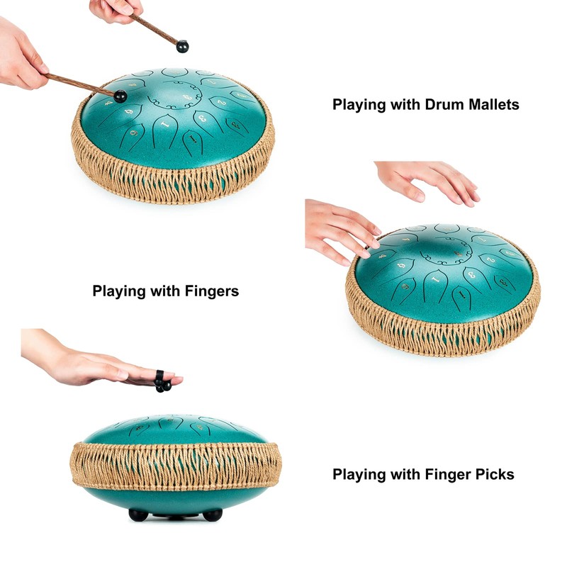 HOPWELL Steel Tongue Drum - 15 Note 12 Inch Tongue