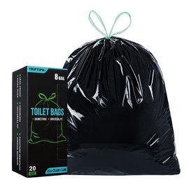 TRIPTIPS Portable Toilet Bags 20 Count Drawstring 8 Gallon Camping Toilet Bags Toilet Waste Bags Leak-Proof Toilet Liners, Trash Bags for Camping, Hiking, Traveling - Size: A-8 Gal-1roll*20