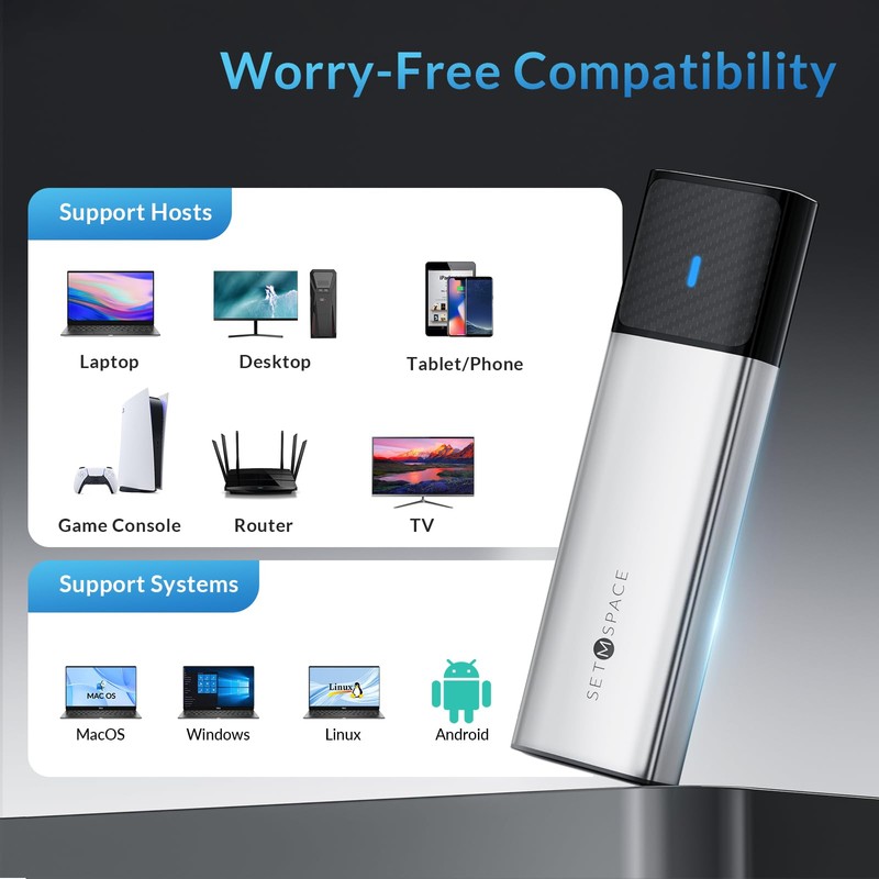 SSD Enclosure Tool-Free, SETMSPACE M.2 NVME SSD Enclosure USB C