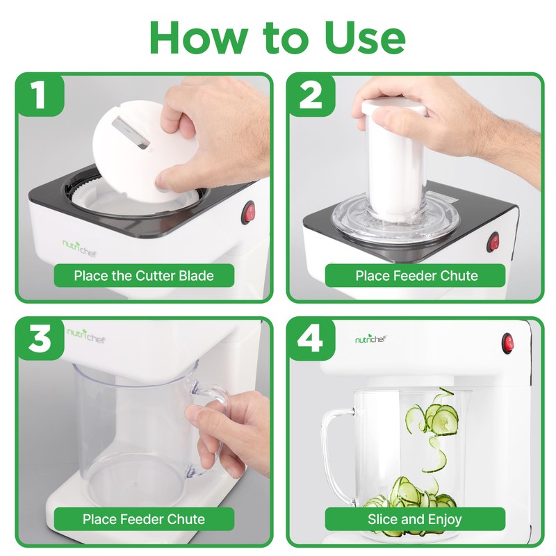 NutriChef Electric Vegetable Spiralizer – 3-Blade Zucchini Spiralizer Noodle Maker,