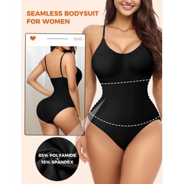 MooonGem Bodysuits for Women Tummy control, Seamless Shapewear Bodysuit for Women, Sleeveless V neck Tank Top Clothing Woman (Black, Small)