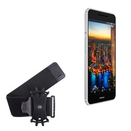 BoxWave Holster Compatible with InFocus M812 - ActiveStretch Sport Armband, Adjustable Armband for Workout and Running - Jet Black