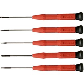 Connex COXT977008 Slotted/PH Precision Screwdriver Set, Silver/Black/Red, 5 Piece