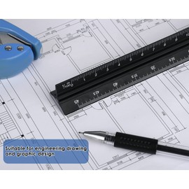 Metric Scale Ruler 1:150 1:100 1:75 1:50 1:25 1:20 30 Centimeter Aluminum Architect Ruler Accurately Marked Triangle Ruler for Architectural Engineering, Painting, Education and Learning