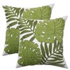 Tosleo Green Tropical Leaf Embroidered Throw Pillow Covers 18x18 Inch