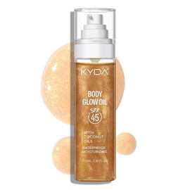 KYDA 바디 글로우 오일 골드 미카 SPF 45 선크림 선키스 스킨 일루미네이터 보습 여름 방수 3.38 floz 앰버 [2 ROSE] KYDA Body Glow Oil Gold Mica SPF 45 Sunscreen Sun-Kissed Skin Illuminator Moisturizing Summer Waterproof 3.38 floz Amber [2 ROSE]