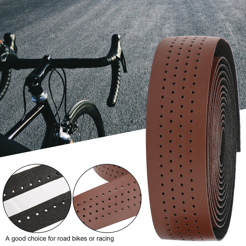 2Pcs Cycling PU Leather EVA Handlebar Belt Road Bike AntiSlip
