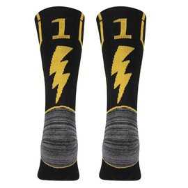 KitNSox Soccer Socks, Men Women Soft Sport Athletic Basketball Football Number Crew Socks Black 1 Pair