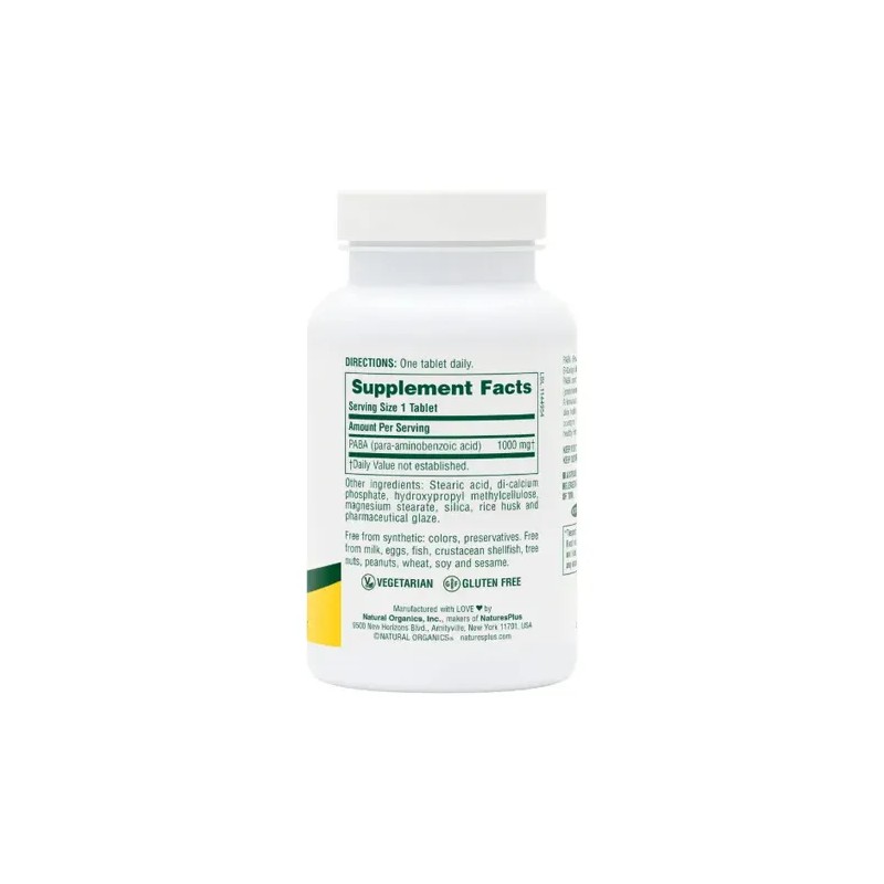 Paba 1000 Liberacion Sostenida Natures Plus Tabletas Sabor