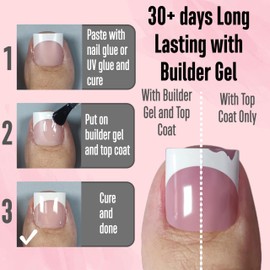 NOVO OVO Sharp Square Toenails for Gluing, Baby Pink Artificial Toe Nail Tips, Foot Nails for Gluing, Artificial Toenails, Foot Nails x 15 Sizes, Pack of 240