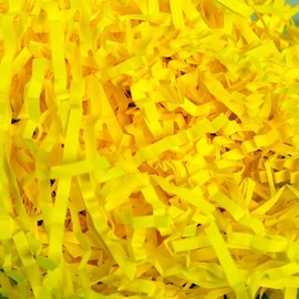 Raffia Filling Material Gift Hamper Shred Shred Paper Gift Filling for Party Hamper Filling and Gift Packaging for Gift Box Decorations (Yellow Crinkle - 100 g)