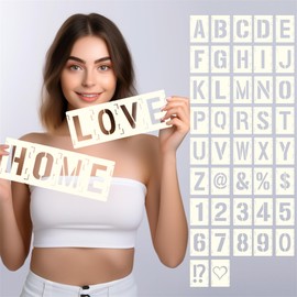 42pcs Traceable Interlocking Stencil Template Set, 12 Inch Reusable Letter Stencils Alphabet Numbers and Symbols for Painting On Wood Bullet Journal Canvas Rock Sign Wall Art Carpark Fabric Chalkboard